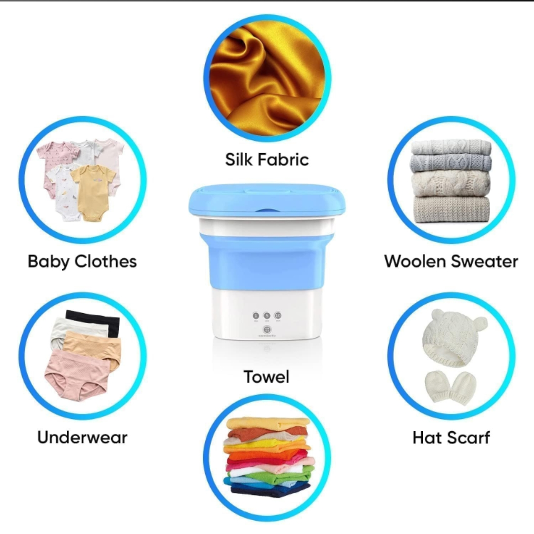 2kg Foldable Mini Washing Machine with Spin Dryer – Compact & Portable Solution for Baby Clothes, Travel, and Small Spaces