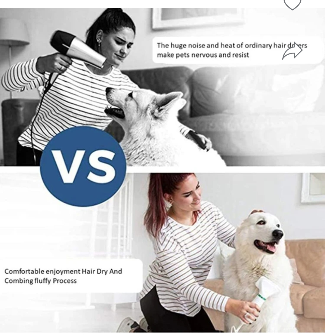 2-in-1 Pet Hair Dryer & Grooming Brush – Quick Drying, Silent & Pet-Friendly